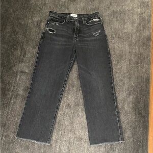 Frame Le Jane Crop Inkwell Rips size 27 and 28